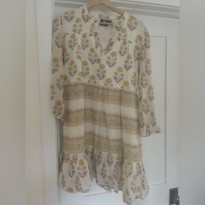 Floral Boho Dress with Yellow Accents